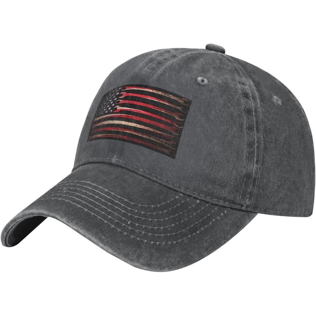 Distressed American Flag Baseball Cap Washed Cotton Dad Hat Adjustable Unisex Outdoor Sports Cap