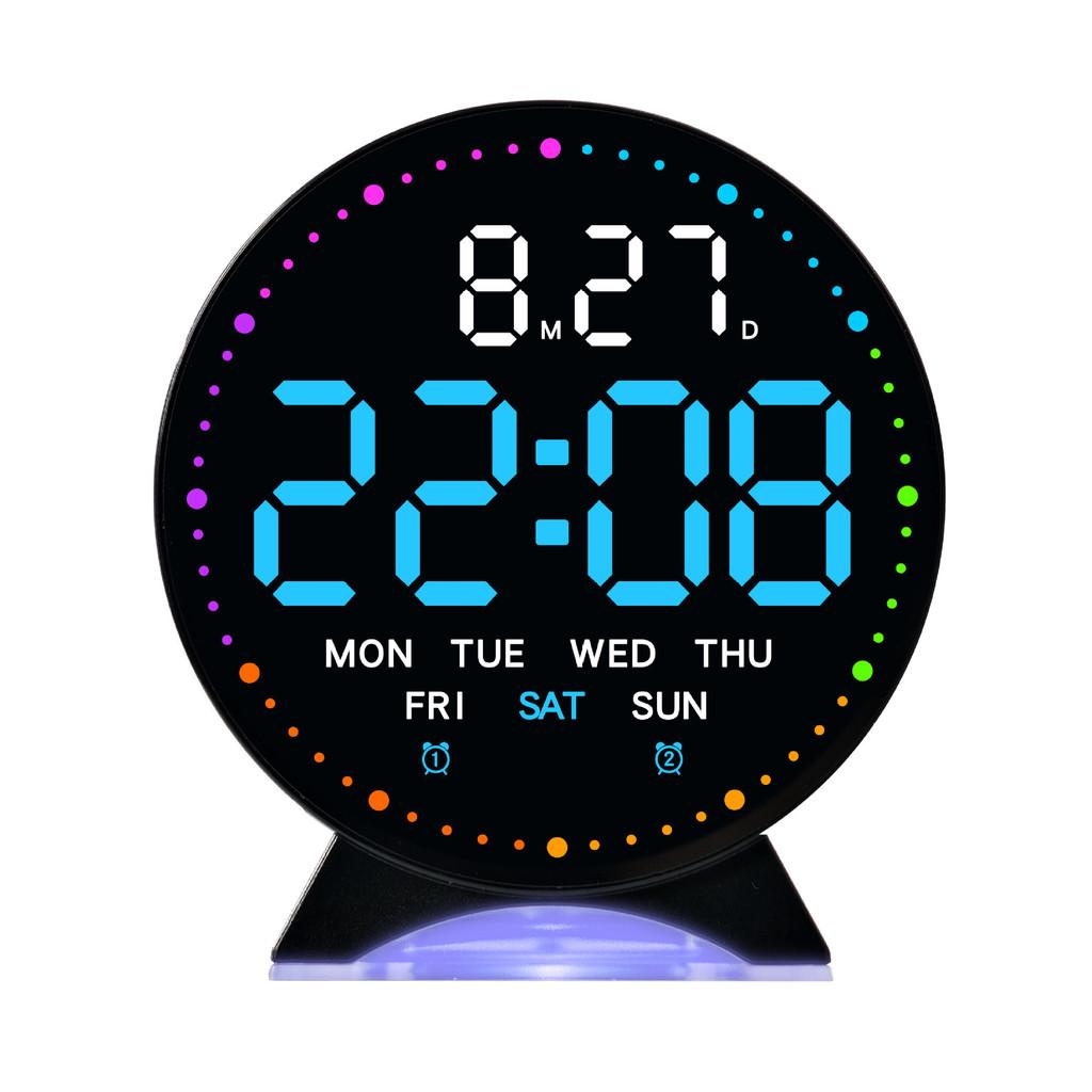 Digital Led Alarm Clock With Night Light And Calendar For Bedroom Decor Black Blue