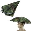 UV Protection Camouflage Umbrella Hat Hands-Free Sun Blocking Umbrella Hat with Elastic Headband Waterproof Outdoor Fishing Folding Umbrella Hat
