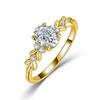 925 Silver Egg Moissanite Ring Ins Style Leaf Pattern Elegant Proposal & Couple Finger Jewelry
