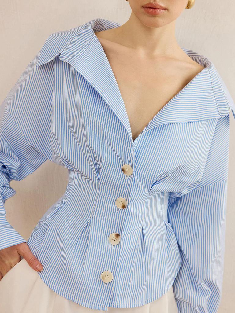 Trendy Women's European & American Striped Long-Sleeve Shirt - Niche Spring/Autumn Design