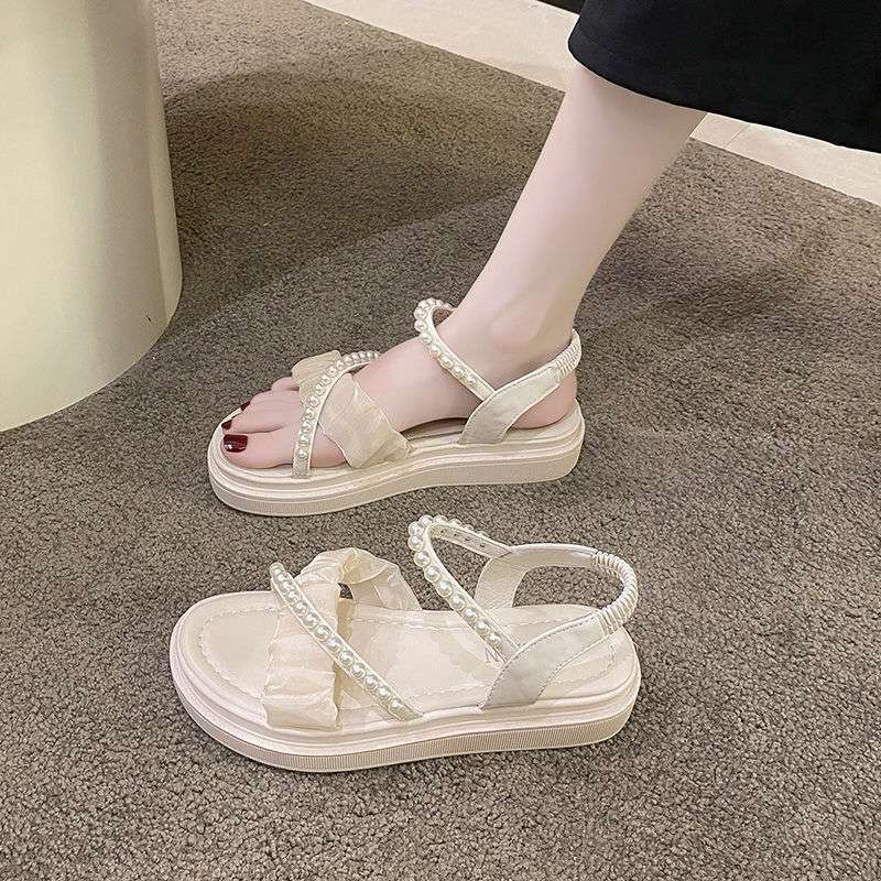 Maternity Sandals Women's Summer 2025 New Platform Fairy Wind Gentle Lady Pearl Super Fire Roman Shoes