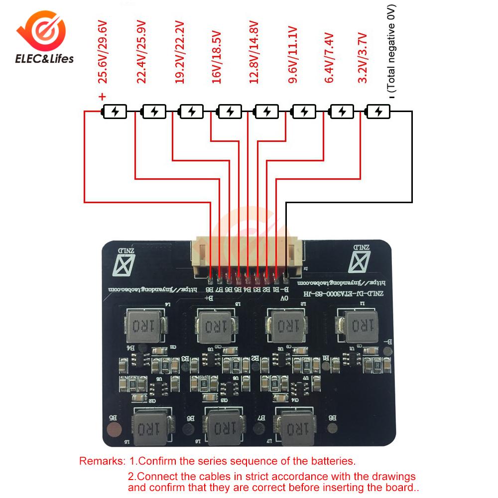 BMS 1S-8S 1.1A Balance Board Lifepo1 LTO Lithium Battery Active Equalizer Balancer Energy Transfer Board BMS 1S 1S 1S 6S 7S 8S