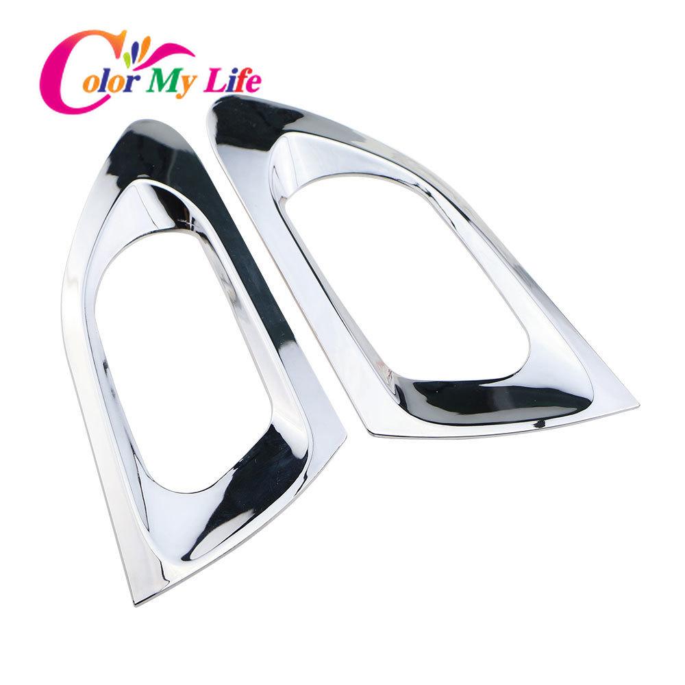 2 sztuk/zestaw ABS Chrome wewnętrzne tylne drzwi koło naklejki wykończeniowe dla Peugeot 208 2008 2014 2015 2016 2017 2018