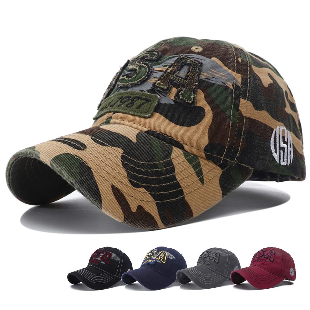 Papa Baumwollnaht Bestickt USA Kappe Baseball Camouflage Herren Hüte Mode Damen Verstellbar Hip Hop Urban Street Style Kappen Sommer Outdoor Sonne