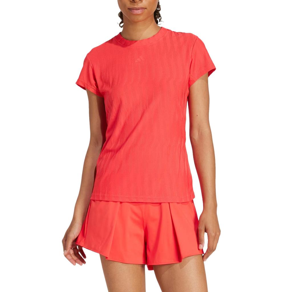 Adidas Comfortable Breathable Skin-Friendly Fitted Short Sleeve T-Shirt Women Tops Red JD4284