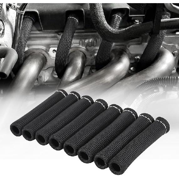Spark Plug Wire Heat Shield Sleeve 2500° Spark Plug Boot Protector Boots Wrap For SBC BBC 350 454 8PCS Plug Wire Covers
