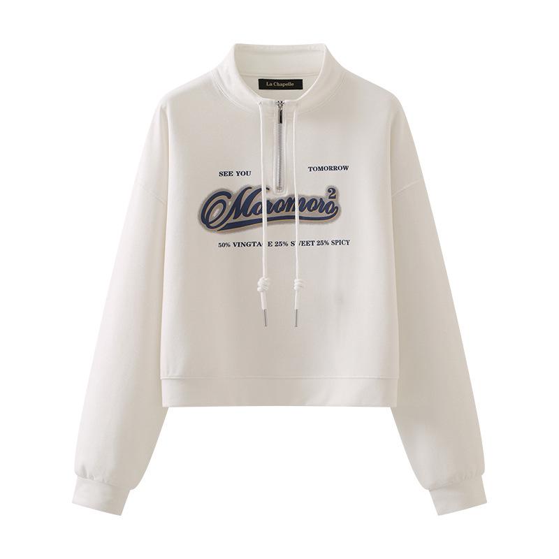 

Women s Plus Size High Waist Stand Collar Sweatshirt - European Style, Slim Fit, Spring/Autumn 2025 M [Recommended under 110 lbs]