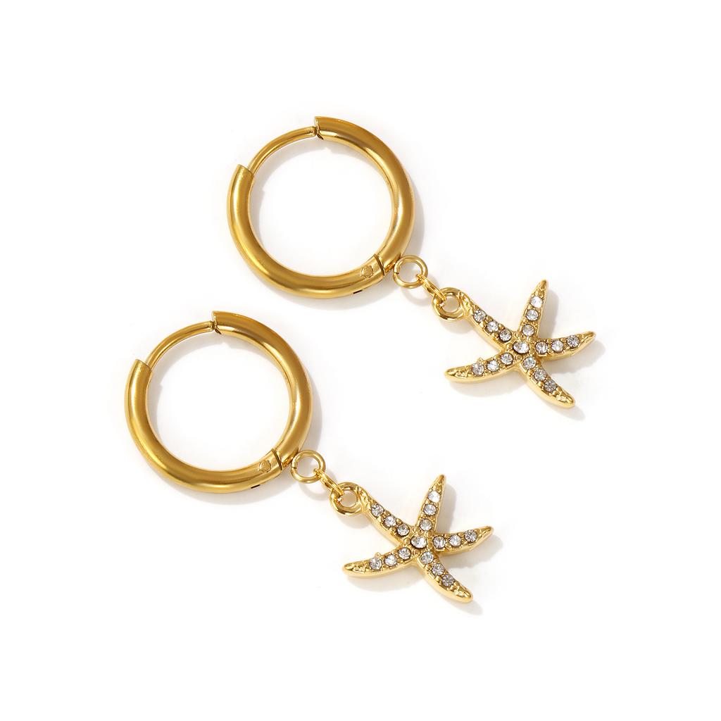 1 Paar Meeresohrringe Vergoldet 304 Edelstahl & Zirkonia Creolen Für Damen Schmuck Geschenk,Stift-/ Drahtgröße: 1 mm