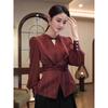 Shirts Women Spring New Light Luxury High-end Fashionable Red Tops with Design Temperament