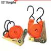 15" Tie-Down Strap with Double Hook Ratchet Tightener, 25mm Wide.
