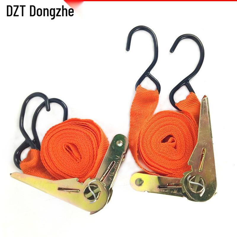 15" Tie-Down Strap with Double Hook Ratchet Tightener, 25mm Wide.