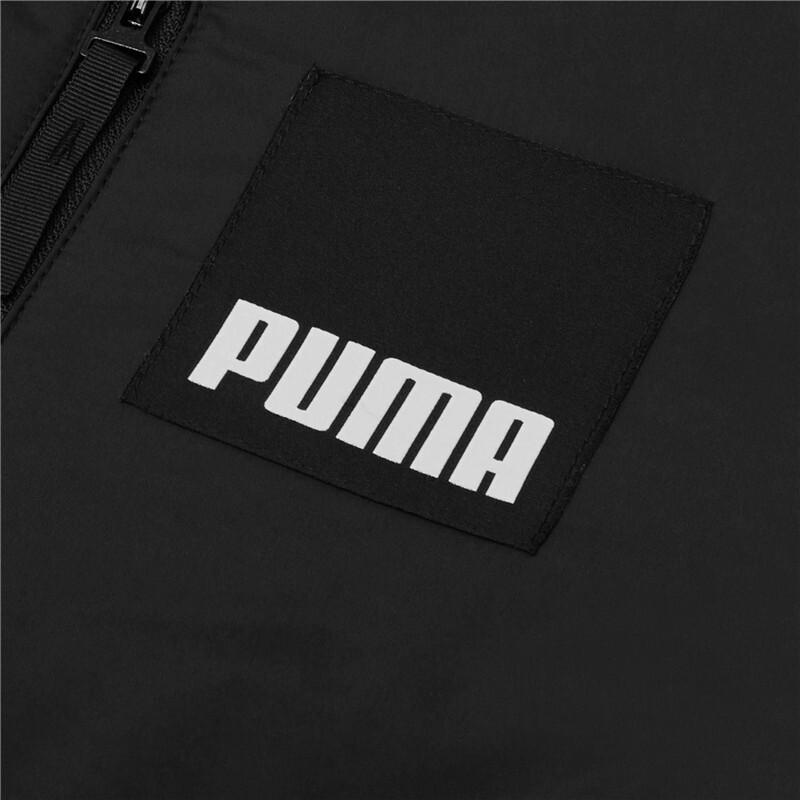 Puma Logo Print Vintage Faux Shearling Spliced Stand Collar Jacket Women Jacket White 846362-73