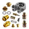 AN10 Ölfilter Universeller Kühler Sandwichplatte Blockadapter Thermostat 3/4" -16UNF & M20*1.5 Und 1/8"NPT Aluminium Silber