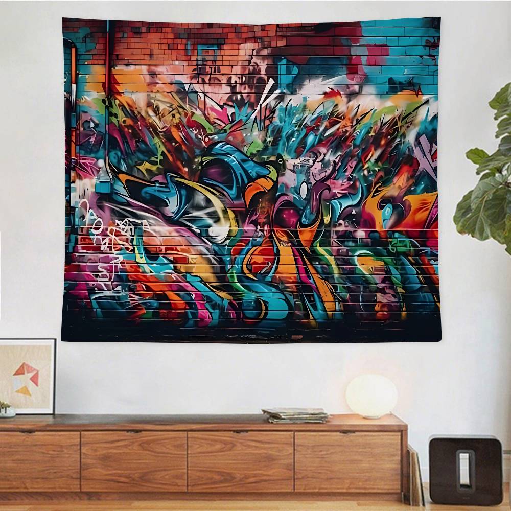 Street Graffiti Tapestry Wall Hanging Tapestry Art Deco Style Blanket Curtain Home Bedroom Living Room Decoration