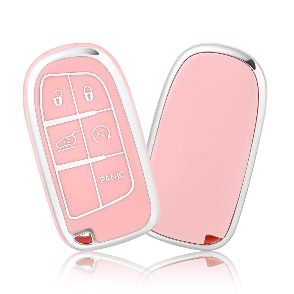 Key Fob Cover with Keychain for Jeep Grand Cherokee Renegade Chrysler Dodge RAM Journey Dart Fiat Durango Challenger Accessories