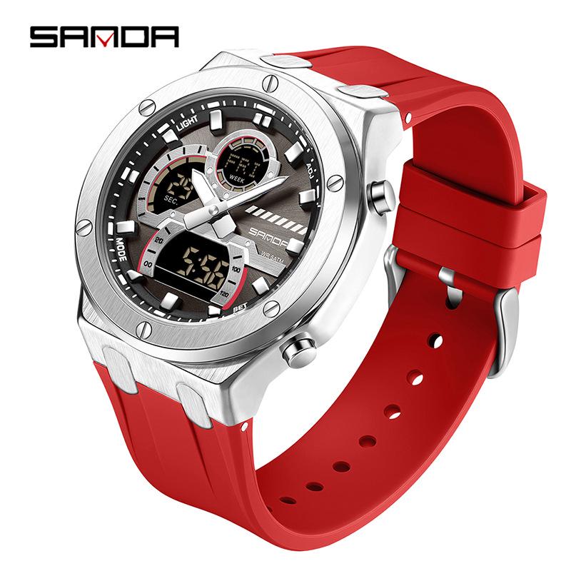 Sanda TEMU Men's Luminous World Time Dual Display Waterproof Watch