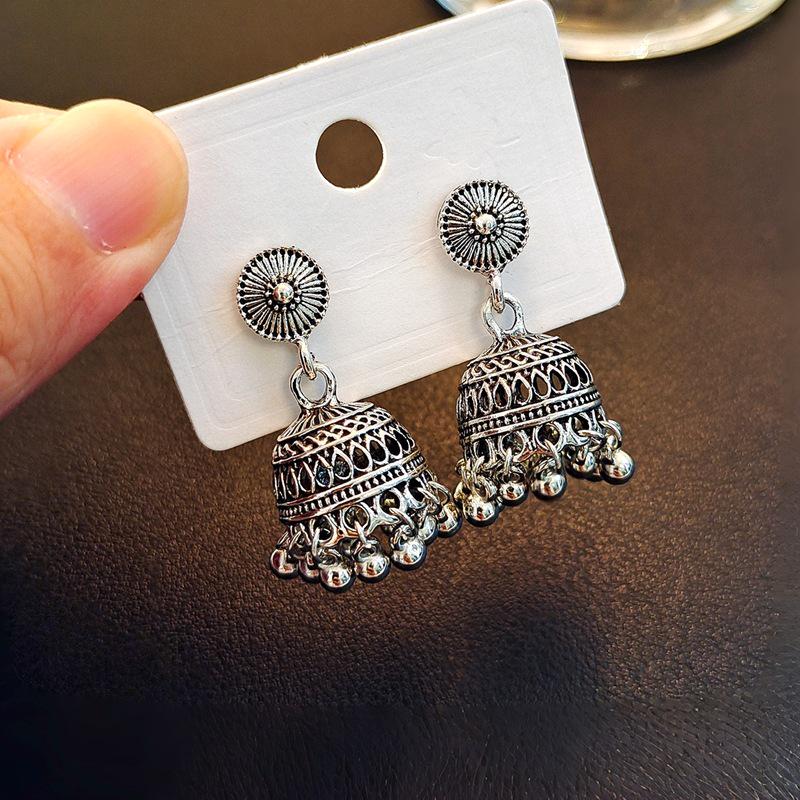 Bohemian Ethnic Tassel Bell Pendant Stud Earrings - Retro, Nostalgic, Elegant Style