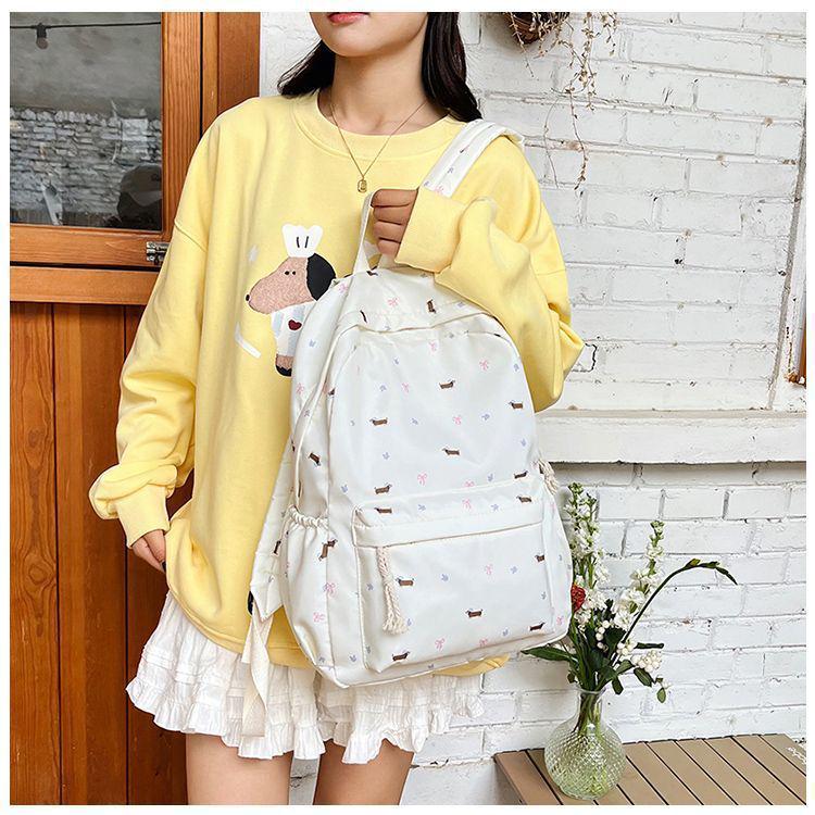 Blumen-Welpen-Rucksack - Niedlicher Schulrucksack mit großer Kapazität für Junior- und Highschool-Schüler