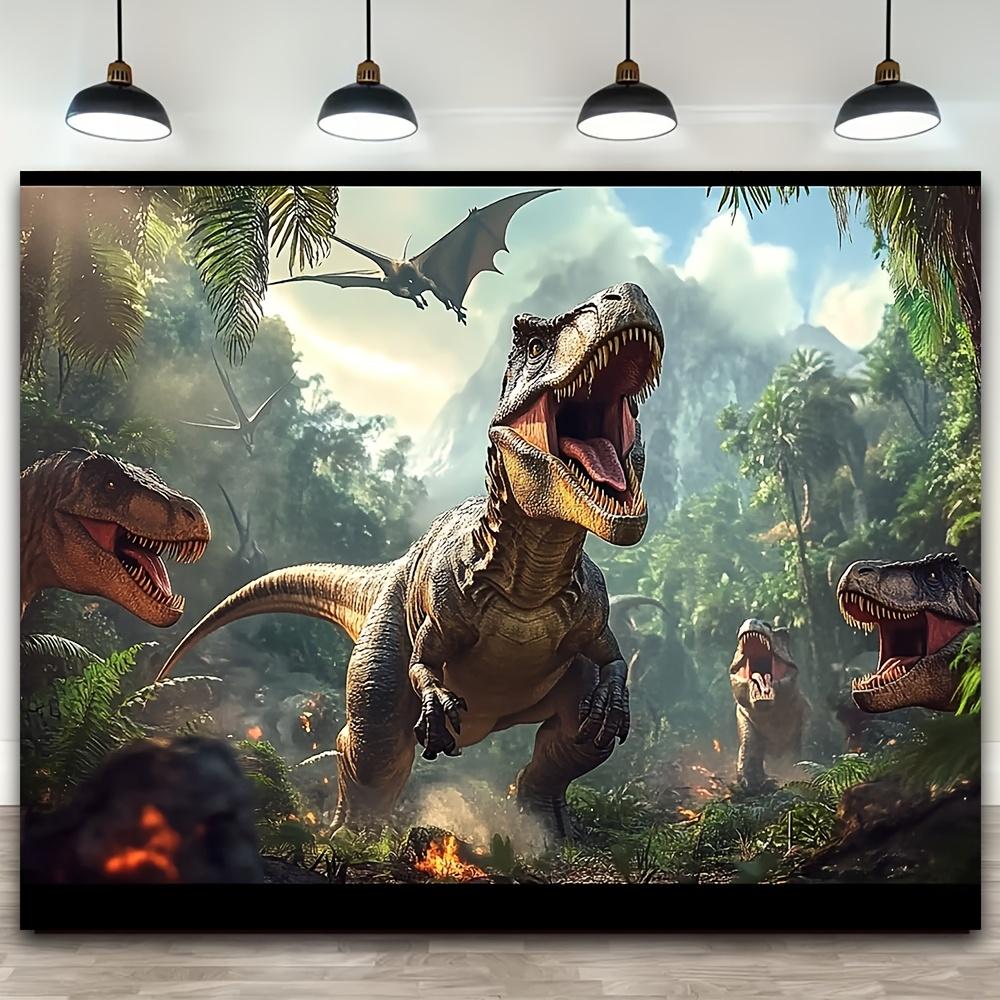 Dinosaur jungle background banner, suitable for prehistoric themed parties and celebrations, indoor and outdoor use