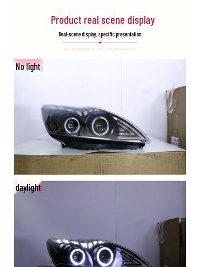 09-13 Classic Focus LED Angel Eyes Headlight Assembly with Daytime Running Xenon Lamps