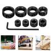 9PCS Depth Stop Drill Bit Collar Set Positioner Ring and Hex Wrench Tighten The Stopper Set Screws Woodworking Tool