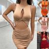 Cross2026 European Summer Style Women's Sexy Hollow-Out Pleated Nightclub Sling Dress