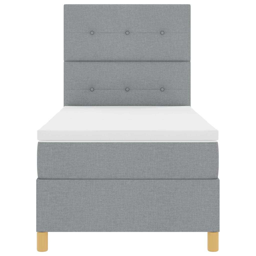 Box Spring Bed with Headboard Light Grey 100 x 200 cm Fabric