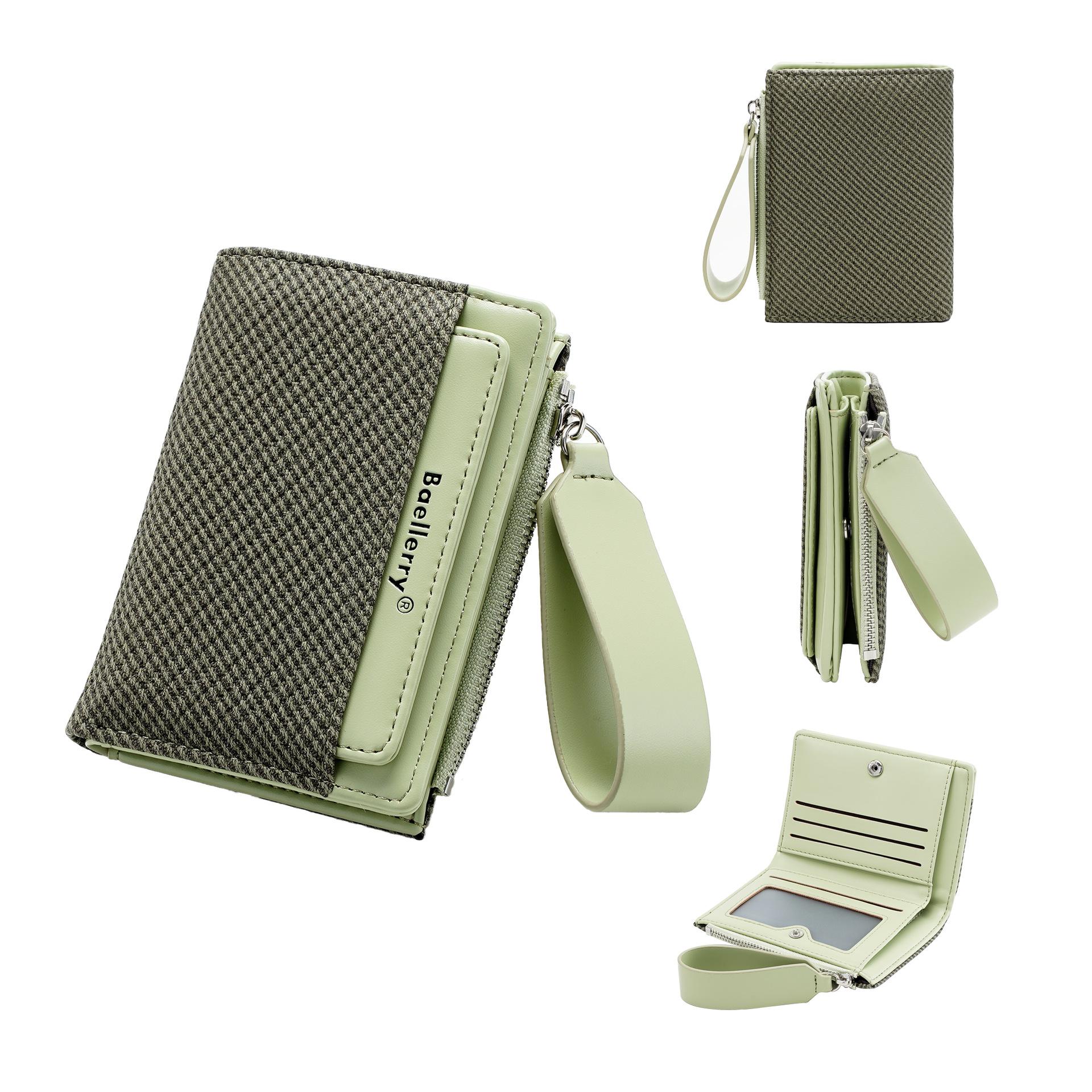 Women s short wallet Korean version of small fresh and fashionable versatile small wallet high-end zipper change bag one size темно-зеленого 1430₽