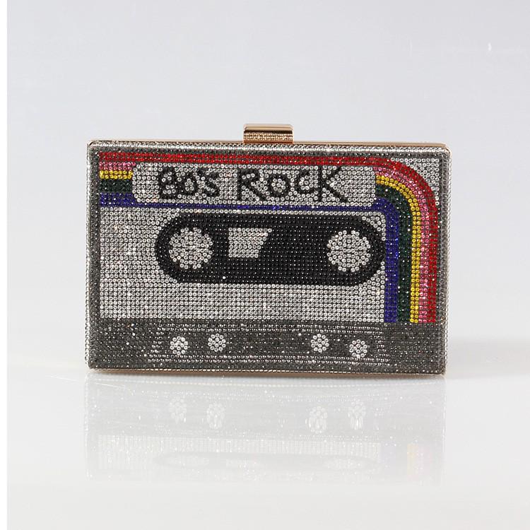 Pochette de soirée Rétro Européenne Strassée: Sac de Soirée pour Femme Entièrement Strassé en Stock