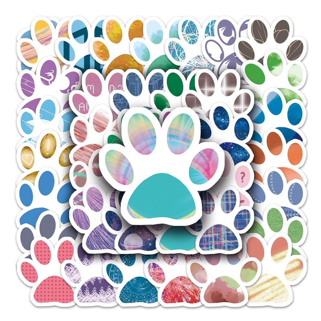 50 Original Dog Paw Print Waterproof Stickers for DIY Phone Cases, Milk Tea Cups, Notebooks – Cute for Kids