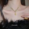 Super flash zircon water drop pendant, stud earrings, necklace, light luxury high-end jewelry, retro court style jewelry set wholesale.