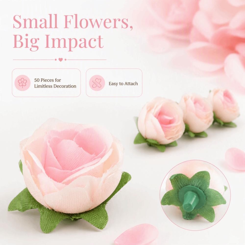 50pcs 1.2 Inch Diameter Fake Flower Heads Rayon Material Artificial Rose Heads  Party Background