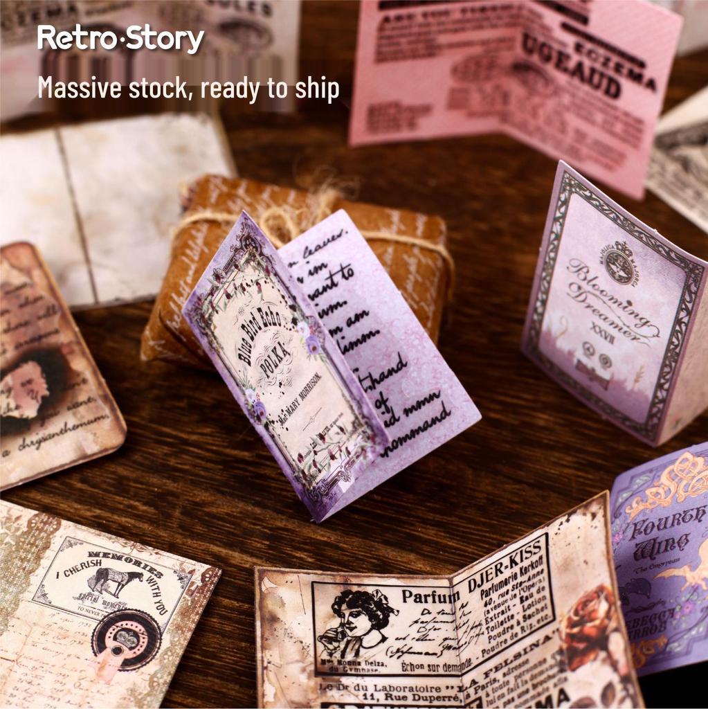 RetroStory Sticker-Kollektion: Vintage Hintergründe & Handgeschriebene Collage für Journale