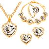 Blue Cyrstal Ring Necklace Earrings Set Wedding Jewelry Sets For Brides Pendant Earrings For Girls Women African Jewelry Sets