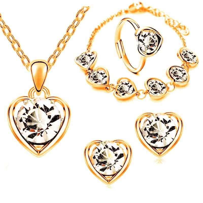 Blue Cyrstal Ring Necklace Earrings Set Wedding Jewelry Sets For Brides Pendant Earrings For Girls Women African Jewelry Sets