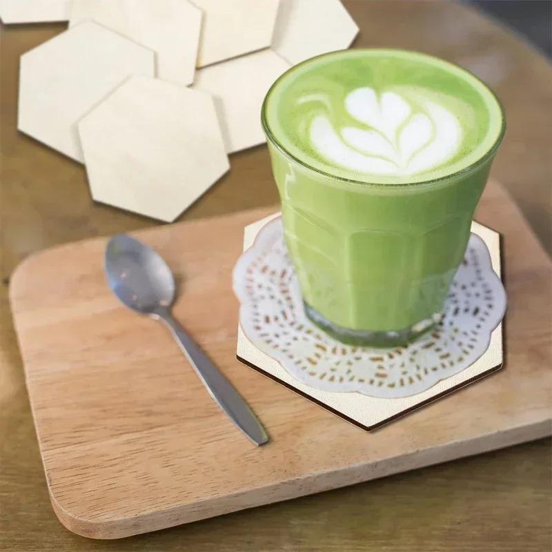 1-15cm Blank Wood Hexagon Slices, Unfinished Hexagonal Wood Pieces for DIY Craft, Painting, Staining, Coaster Making, Home Decor