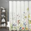 Spring Pink Floral Shower Curtain, Colorful Wildflower Botanical Herb Bathroom Decorative Shower Curtain, Waterproof Shower Curt