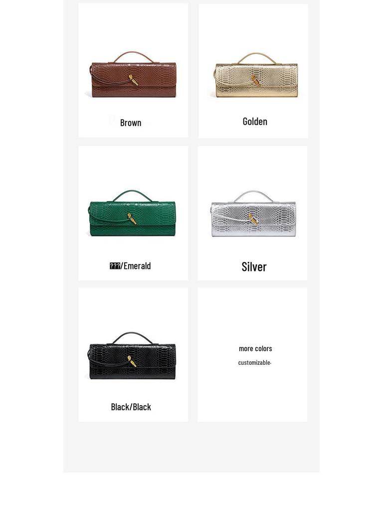 Snakeskin Retro Baguette Clutch: Trendy High-End Handheld, Crossbody & Single Shoulder Evening Bag for Women