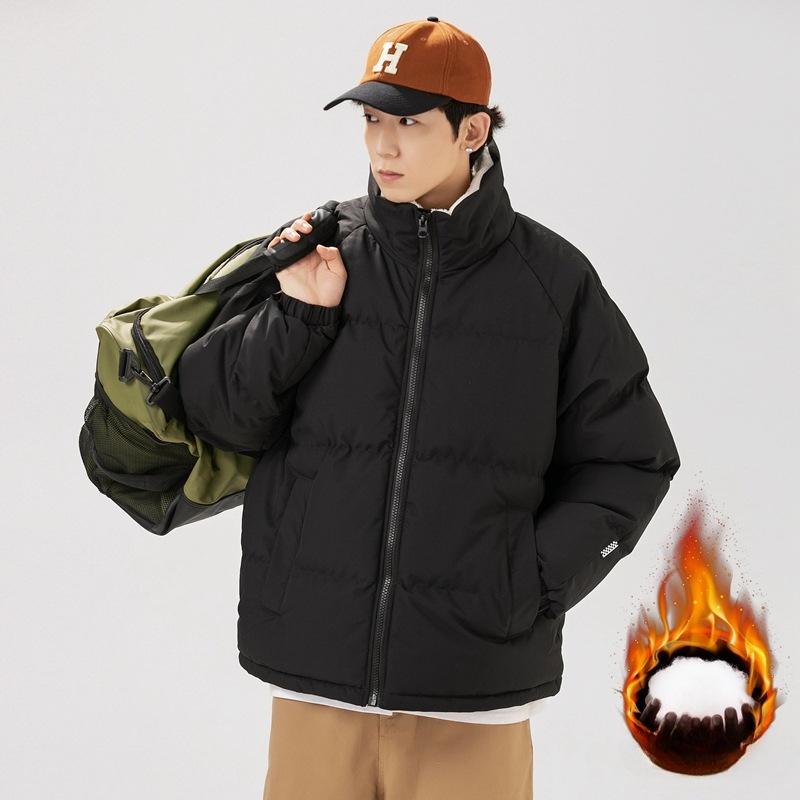 

Мужская пара с хлопковой подкладкой, модная универсальная, свободная японская осенняя наружная одежда с хлопковой подкладкой, утолщенная, чтобы сохранять тепло 3XL чёрный