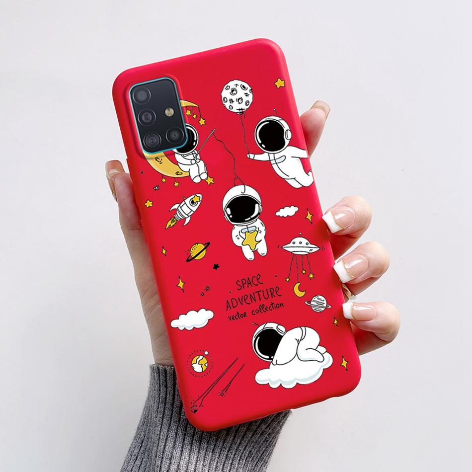 Case For Samsung A51 A71 A31 Phone Case Astronaut Liquid Silicone Full Protection Back Cover For Samsung Galaxy A 51 71 31 Capa