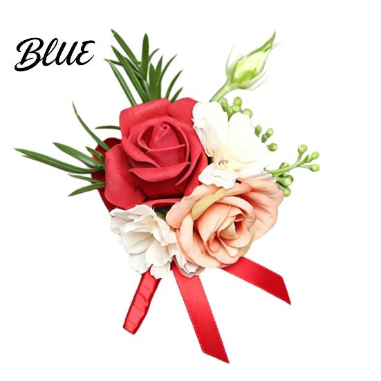 Long-lasting Color Corsage Men Suit Artificial Flower Wristlet Band Reusable