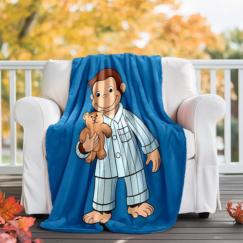 Curious George printed throw blanket—lightweight,soft,warm;versatile blanket for all seasons—perfect as &air-conditioning throw,nap blanket