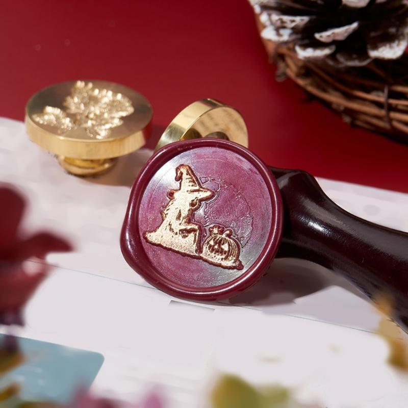 Plant Wax Seal Stamp Witch Pumpkins Sealing Wax Stamp for Invitation Envelopes Cards Letter Scrapbooking Decorations