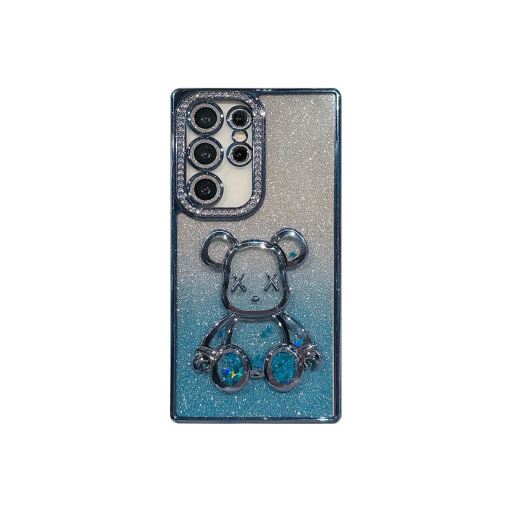 Glitter Suitable for Samsung S25Ultra Quicksand Violent Bear Mobile Phone Case with Rhinestone Lens S24p Electroplating Protective Case