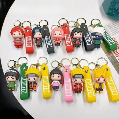 Naruto Keychain Fashion Jewelry Cartoon Cute Figure PVC Keyring Uzumaki Kakashi Action Figures for Men Women Bag Pendant