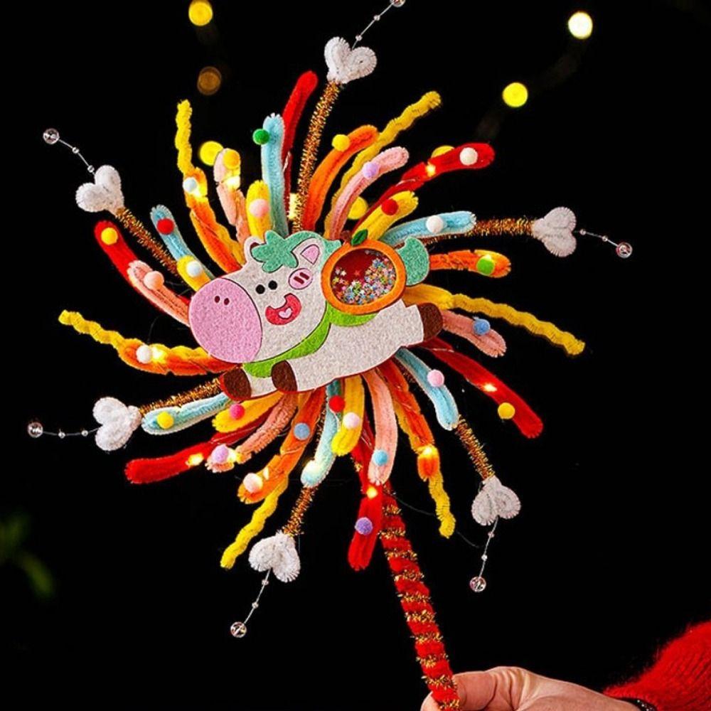 Twister Stick Glowing Rotating Lantern Unfinished DIY Material Kit Rotating Lamp Cute Cartoon Spinning Horse Lantern DIY