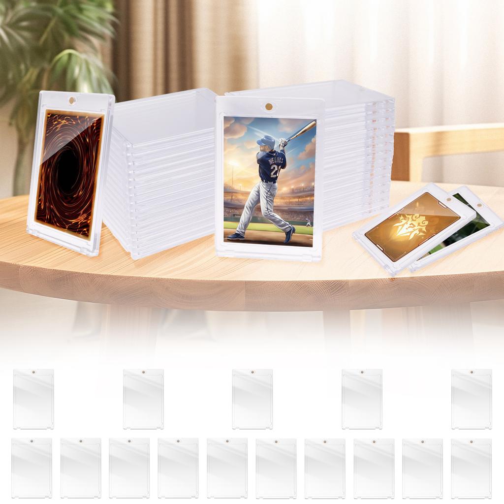 15Pcs Magnetic Card Holder Support Set Protectors Hard Plastic Sleeves Trading Display Case Baseball Football Sports Yugioh Card
