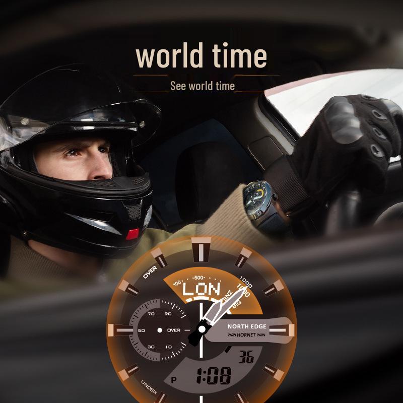 Men's Waterproof Outdoor Sports Smartwatch with Alarm, Stopwatch, Countdown, Multifunctional Student Model - Black Gold