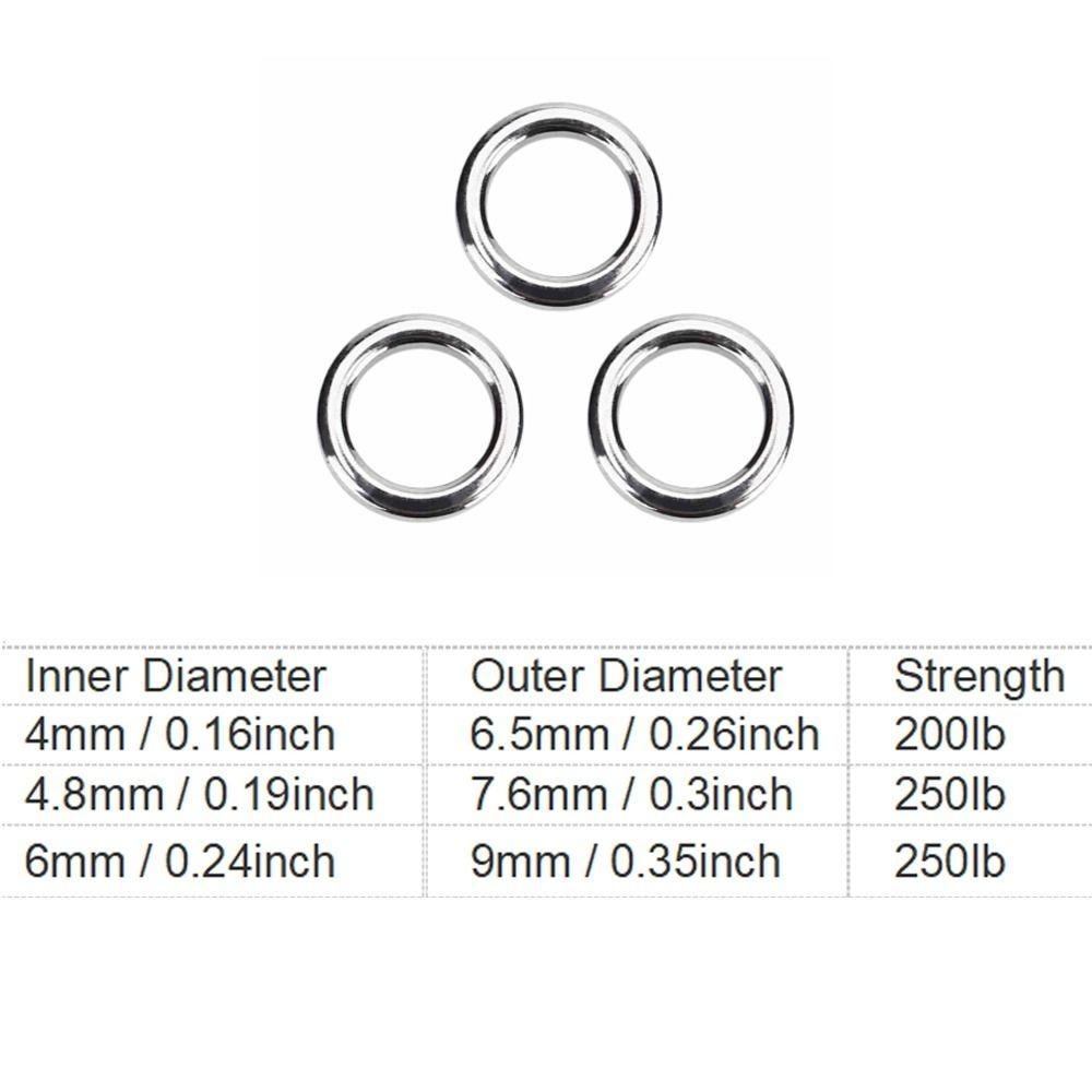 

High Strength Fishing Split Rings Heavy Duty Fishing Rings Fishing Solid Rings Freshwater Angling 50pcs4.8*7.6mm